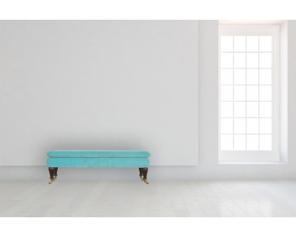 Artisan Bench with Castor Legs - Aqua, Velvet