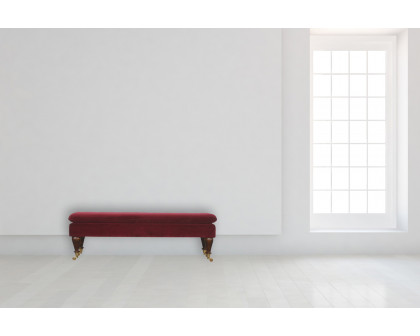 Artisan Bench with Castor Legs - Wine Red, Velvet