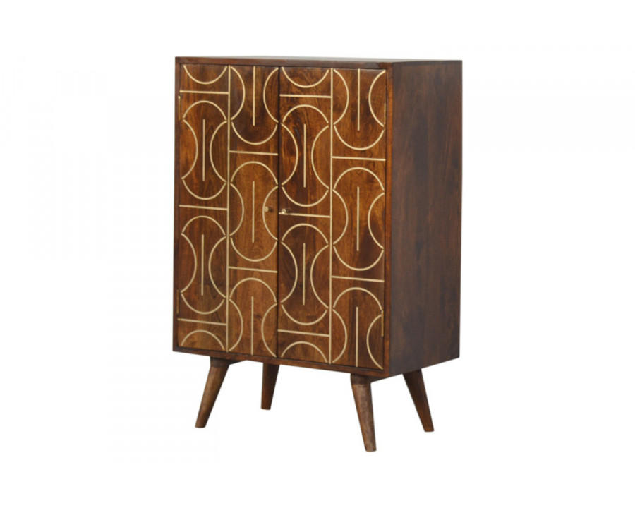 Artisan - Gold Inlay Abstract Cabinet in Chestnut