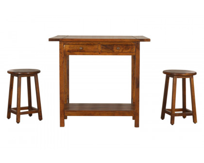 Artisan - Breakfast Table With 2 Stools in Chestnut