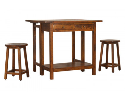 Artisan - Breakfast Table With 2 Stools in Chestnut