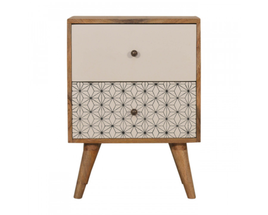 Artisan - Geo Screen Printed 2 Tone Nightstand