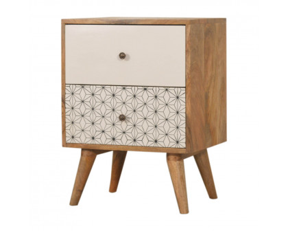 Artisan - Geo Screen Printed 2 Tone Nightstand