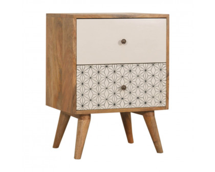 Artisan - Geo Screen Printed 2 Tone Nightstand