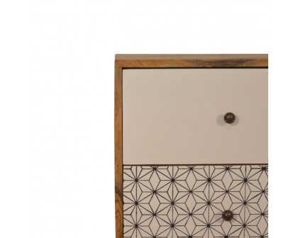 Artisan - Geo Screen Printed 2 Tone Nightstand