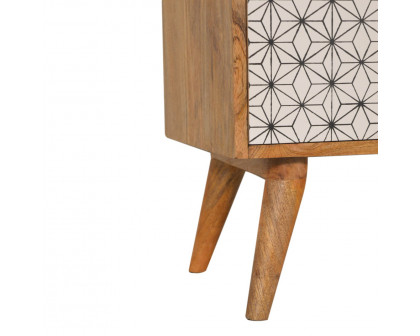 Artisan - Geo Screen Printed 2 Tone Nightstand