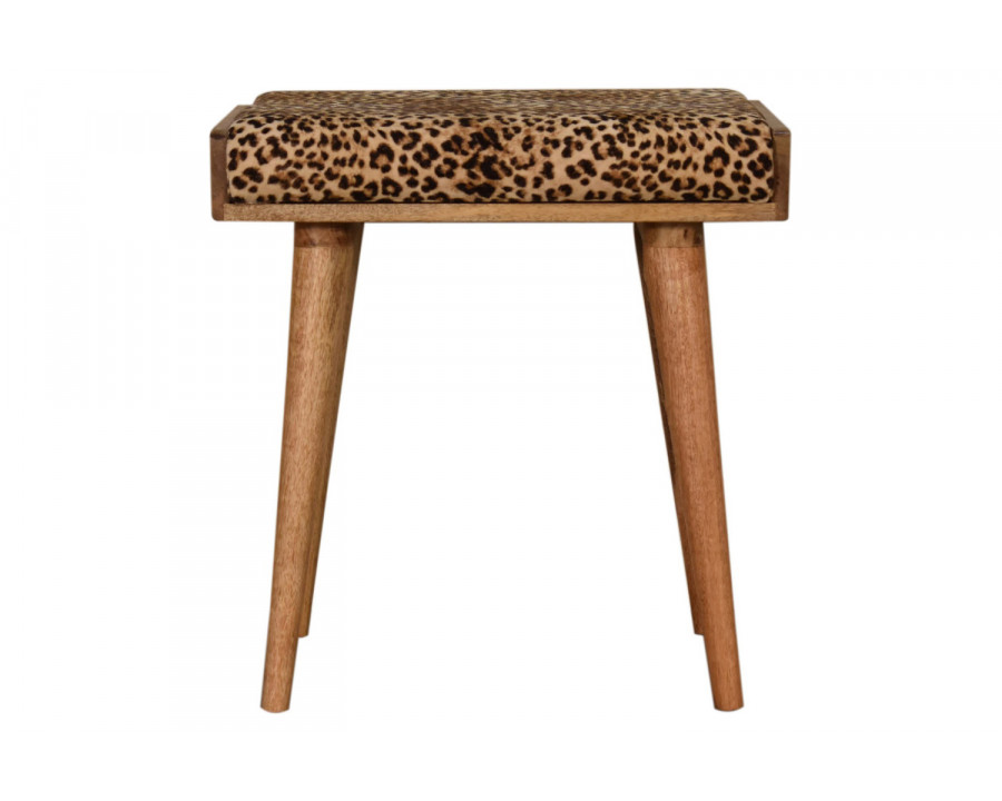 Artisan Tray Style Footstool - Velvet, Leopard