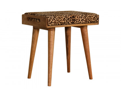 Artisan Tray Style Footstool - Velvet, Leopard