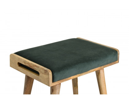 Artisan Tray Style Footstool - Velvet, Emerald Green