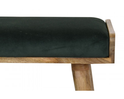 Artisan Tray Style Footstool - Velvet, Emerald Green