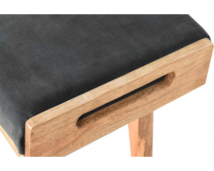 Artisan Tray Style Footstool - Velvet, Emerald Green