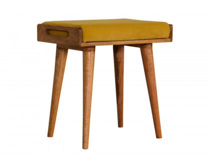 Artisan Tray Style Footstool - Velvet, Mustard