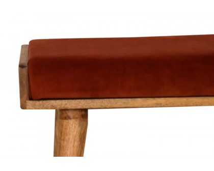 Artisan Tray Style Footstool - Velvet, Brick Red