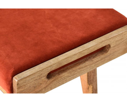 Artisan Tray Style Footstool - Velvet, Brick Red