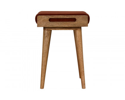 Artisan Tray Style Footstool - Velvet, Brick Red