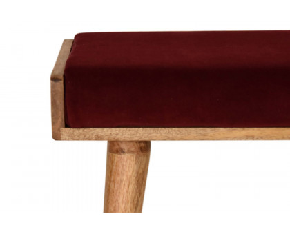 Artisan Tray Style Footstool - Velvet, Wine Red