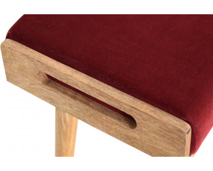 Artisan Tray Style Footstool - Velvet, Wine Red