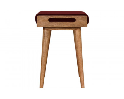 Artisan Tray Style Footstool - Velvet, Wine Red