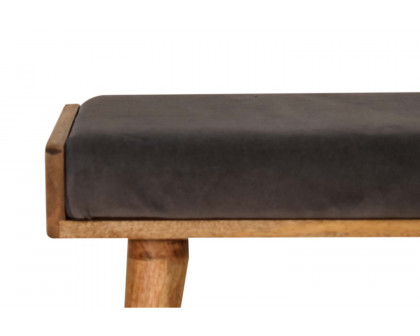 Artisan Tray Style Footstool - Velvet, Gray