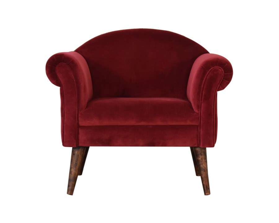 Artisan - Nordic Style Armchair in Wine, Velvet