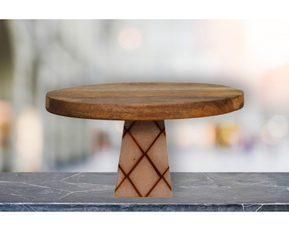 Artisan Cross Base Resin Cake Stand - Oak-ish