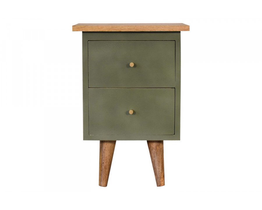 Artisan Hand Painted Bedside - Olive