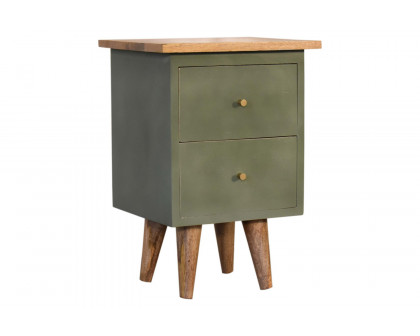 Artisan Hand Painted Bedside - Olive