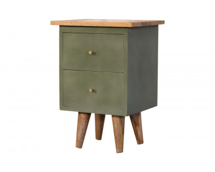 Artisan Hand Painted Bedside - Olive