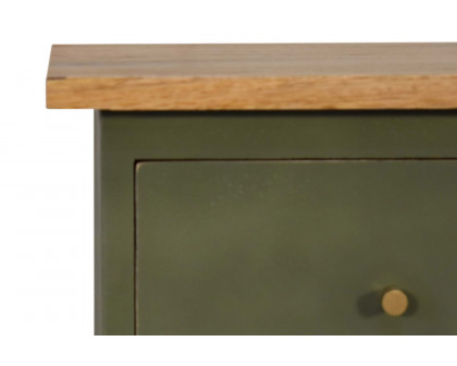 Artisan Hand Painted Bedside - Olive