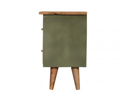 Artisan Hand Painted Bedside - Olive