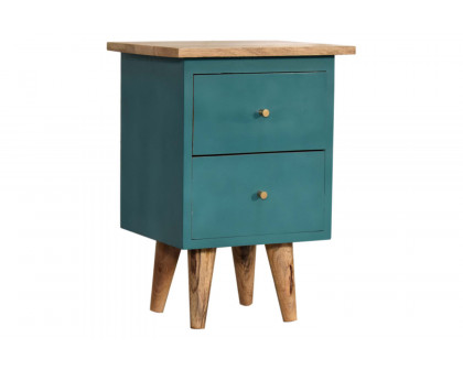 Artisan Hand Painted Bedside - Teal