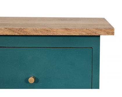 Artisan Hand Painted Bedside - Teal