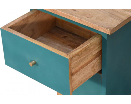 Artisan Hand Painted Bedside - Teal