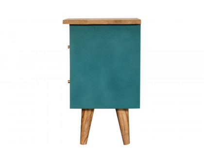 Artisan Hand Painted Bedside - Teal