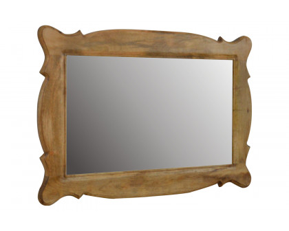 Artisan Hand Carved Oblong Frame with Mirror - Oak-ish