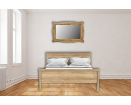 Artisan Hand Carved Oblong Frame with Mirror - Oak-ish