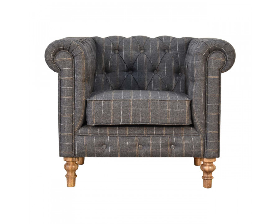 Artisan Chesterfield Armchair - Pewter, Tweed