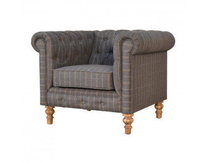 Artisan Chesterfield Armchair - Pewter, Tweed