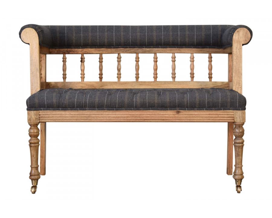 Artisan Deep Button Hallway Bench - Pewter Tweed