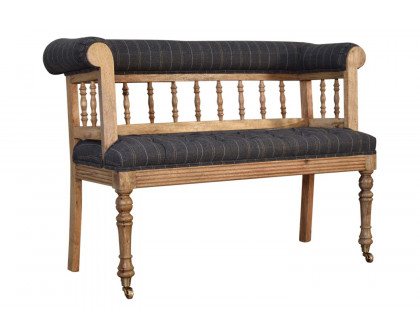 Artisan Deep Button Hallway Bench - Pewter Tweed