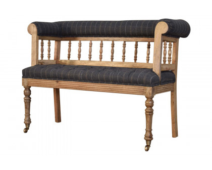 Artisan Deep Button Hallway Bench - Pewter Tweed