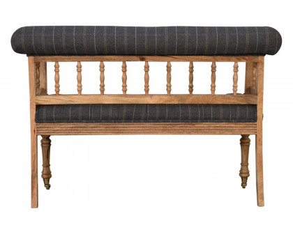 Artisan Deep Button Hallway Bench - Pewter Tweed