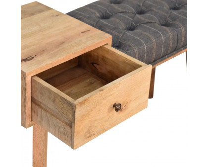 Artisan - Bench with 1 Drawer in Pewter, Tweed