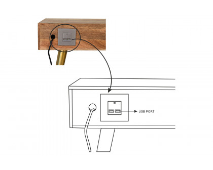 Artisan - Inlay Writing Desk with Cable Access in Sleek Cement Brass