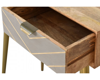 Artisan - Inlay Writing Desk with Cable Access in Sleek Cement Brass