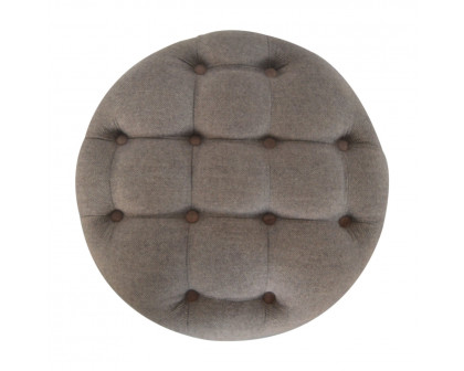 Artisan - Deep Button Round Checked Footstool