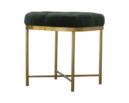 Artisan Deep Button Velvet Footstool - Emerald Green