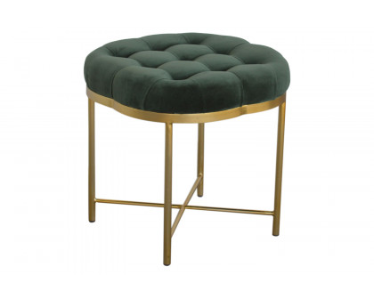 Artisan Deep Button Velvet Footstool - Emerald Green