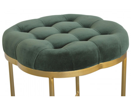 Artisan Deep Button Velvet Footstool - Emerald Green