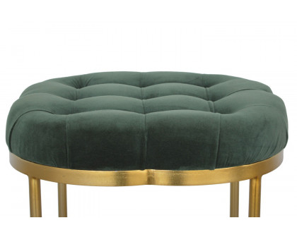 Artisan Deep Button Velvet Footstool - Emerald Green